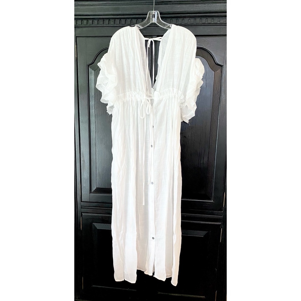 Elegant Amelia Beach Dress Swimsuit Cover-Up in White Oversized OSFM - Picture 11 of 12